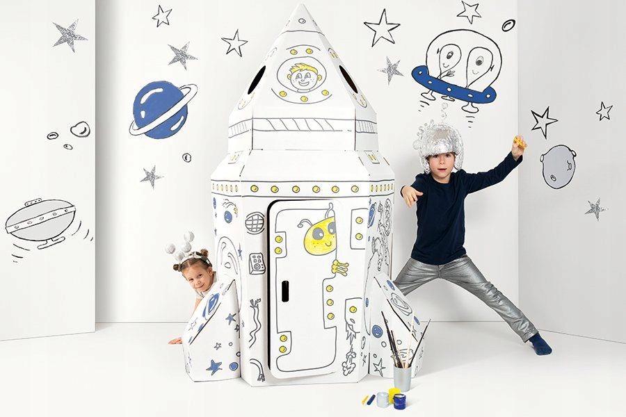 Дитячий ігровий набір картонна космічна ракета Tektorado для малювання - фото 3 Дитячий ігровий набір картонна космічна ракета Tektorado для малювання - фото 3