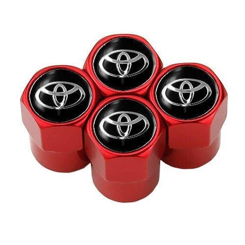 Набор колпачков на ниппель для автомобиля SUNROZ Caps Short Toyota 4 шт. Red