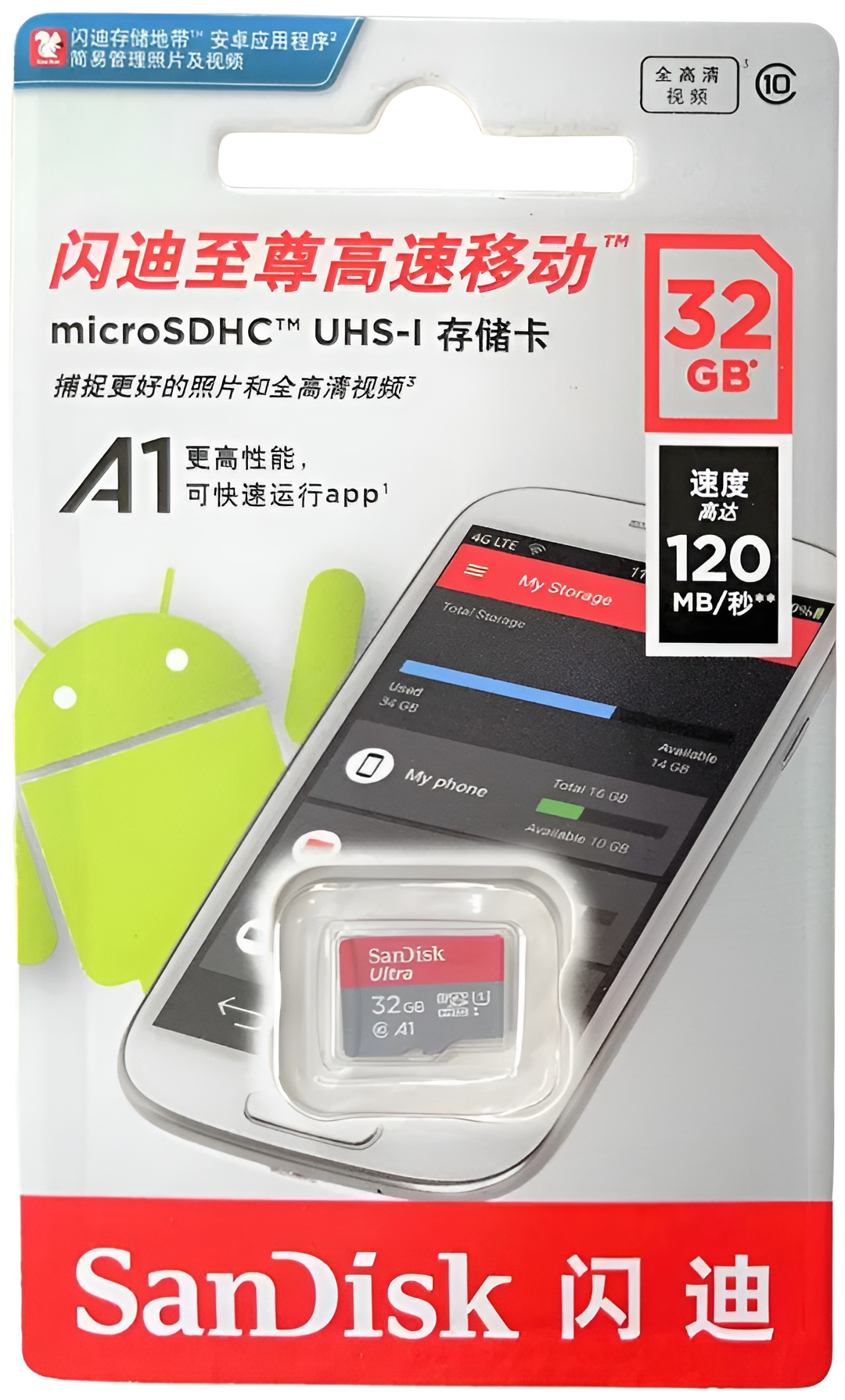 Карта памяти SanDisk microSDXC Class 10 32 Gb 120 МБ/с (1896548857)