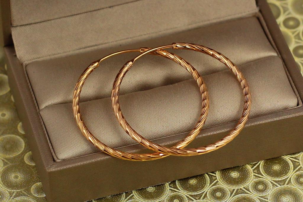 Серьги кольца Xuping Jewelry Елковая ветка 3,5 см Золотистый (2433870343)