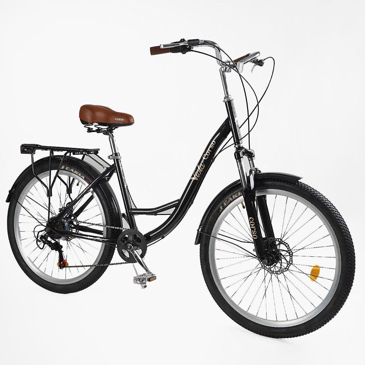 Велосипед городской Corso Viola с багажником рама 17"/26" Черный - фото 2 Велосипед городской Corso Viola с багажником рама 17"/26" Черный - фото 2
