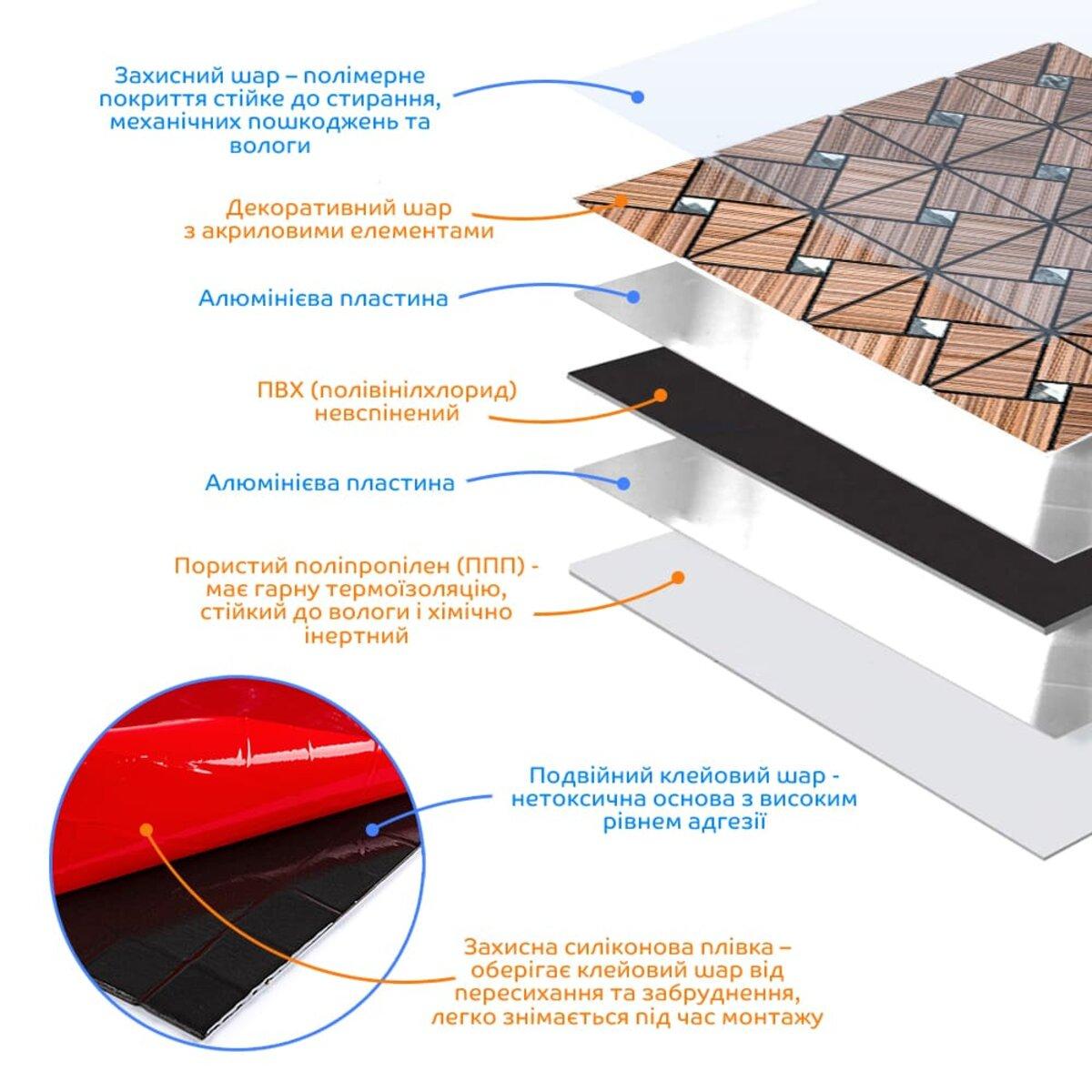 Плитка алюмінієва самоклеюча 300х300х3 мм Бронза (SW-00001927) - фото 2