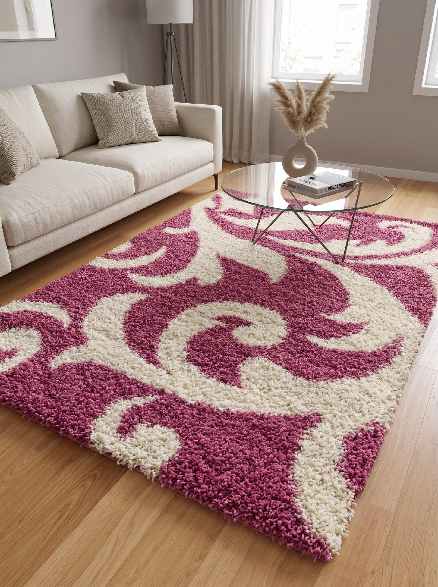 Ковер с высоким ворсом Loca 9161A 160x230 см Dark Pink (105531623)