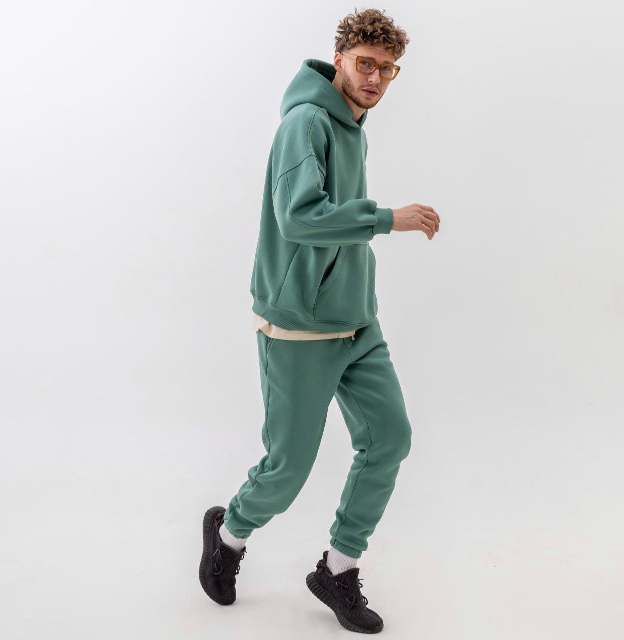 Спортивний костюм чоловічий Oversize Demi з начосом L/М Зелений (BL7390-888) - фото 8 Спортивний костюм чоловічий Oversize Demi з начосом L/М Зелений (BL7390-888) - фото 8