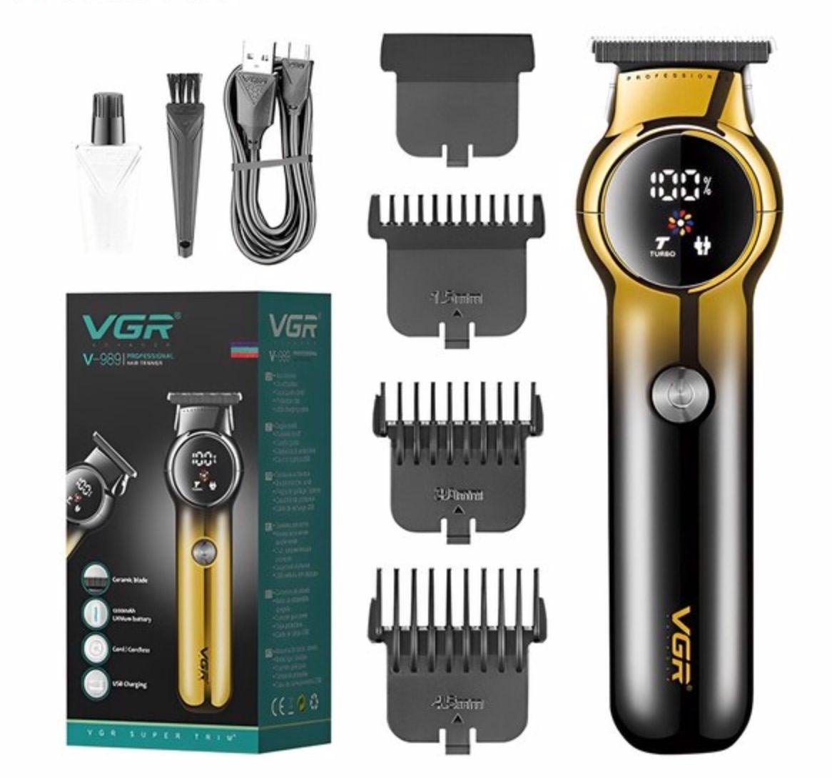 Машинка для стрижки VGR V-989 с USB 1200 mAh и LED дисплеем Золотистый (9095)