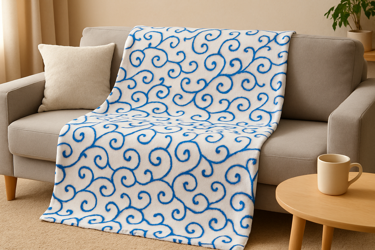 Плед флисовый Узоры 180х220 см Голубой (Pled-2010) - фото 1 Плед флисовый Узоры 180х220 см Голубой (Pled-2010) - фото 1