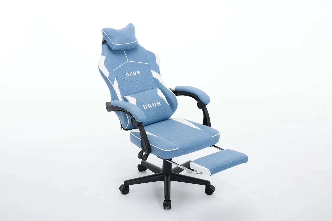 Крісло комп'ютерне Deus ED09 текстиль із підставкою для ніг Блакитний (2981) - фото 6