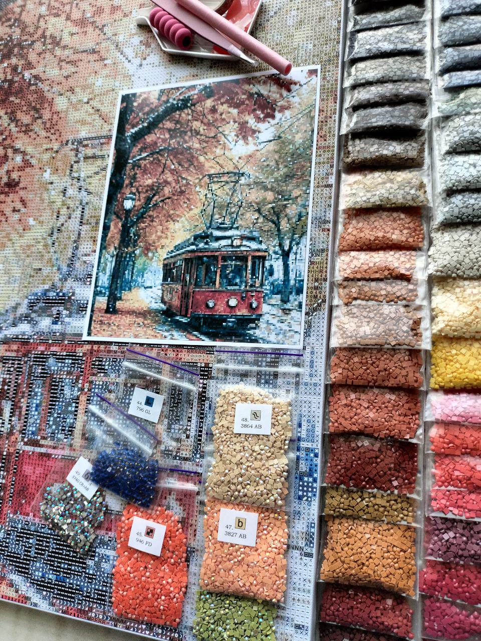 Алмазная мозаика АлМазка Трамвайчик квадратные алмазы на подрамнике 40x50 см (АлМ-288) - фото 4