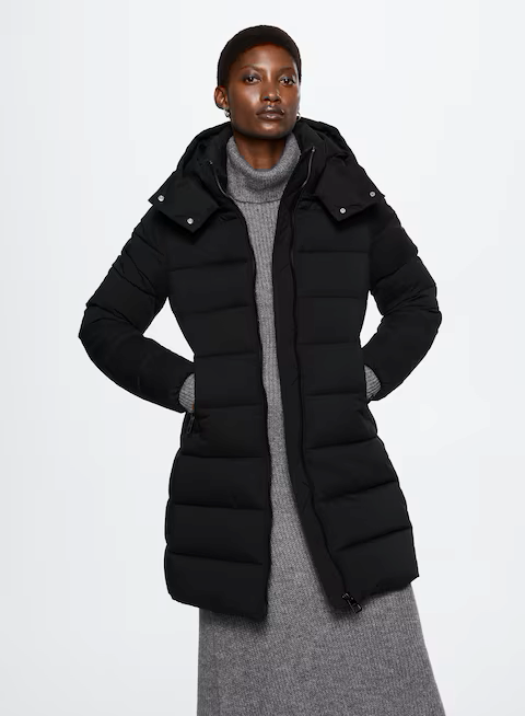 Куртка женская с капюшоном Mango 37017718-BEGO M Черный