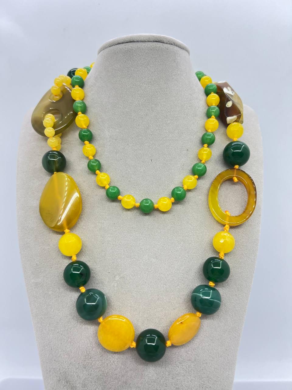 Бусы агат 8 мм 16 мм 86 см Разноцветный (11026)