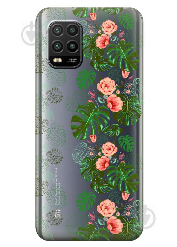 Силиконовый чехол iSwag для Xiaomi Mi 10 Lite Тропические листья (KS2269)