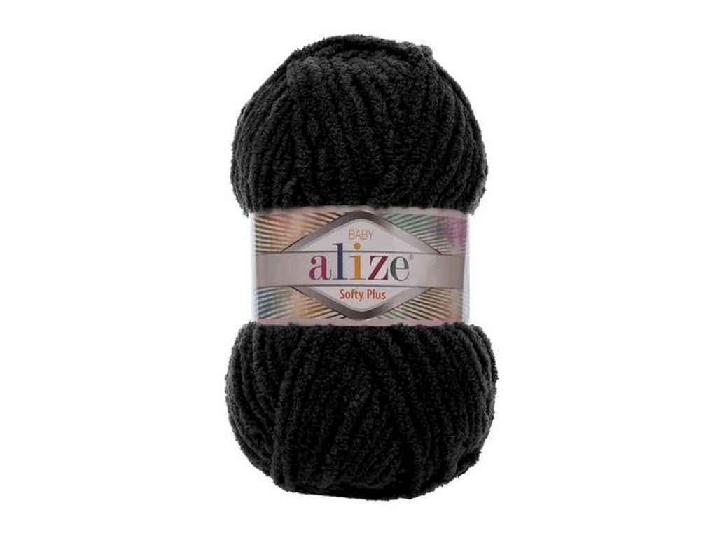 Пряжа Alize Softy Plus 100% микрополиэстер 100 г 120 м 5 шт. цвет 60 Черный (969551)