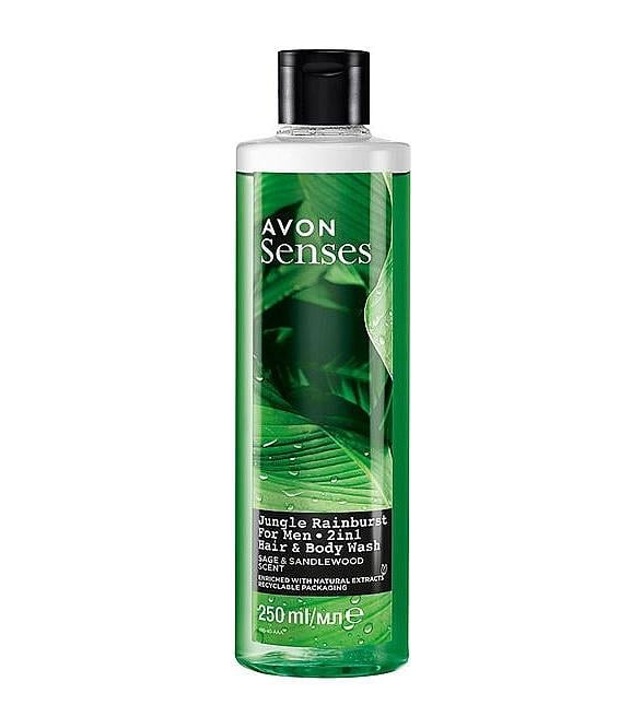 Гель для душа Avon Senses For Men 2в1 Jungle Rainburst 250 мл (12229)
