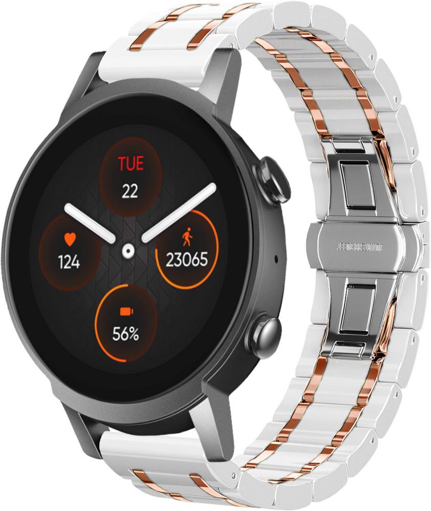 Ремешок керамический Ceramo для Mobvoi TicWatch E3 Pink/White (28746-52)