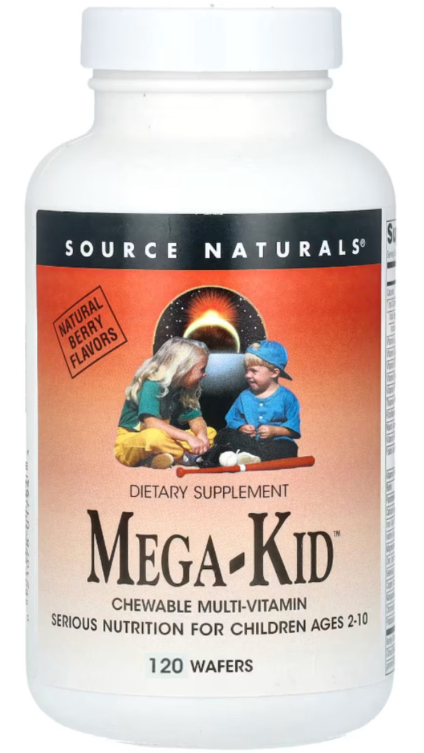 Мультивитамины для детей от 2 до 10 лет Source Naturals Mega-Kid 120 ягодных жевательных конфет