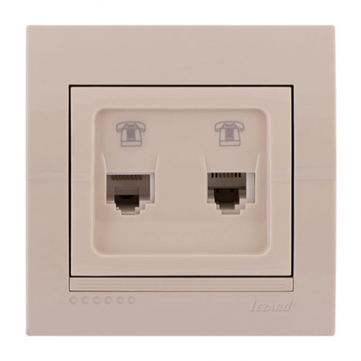 Розетка двойная телефонная Евро Жемчужно-белый/перламутровый (702-3030-138)