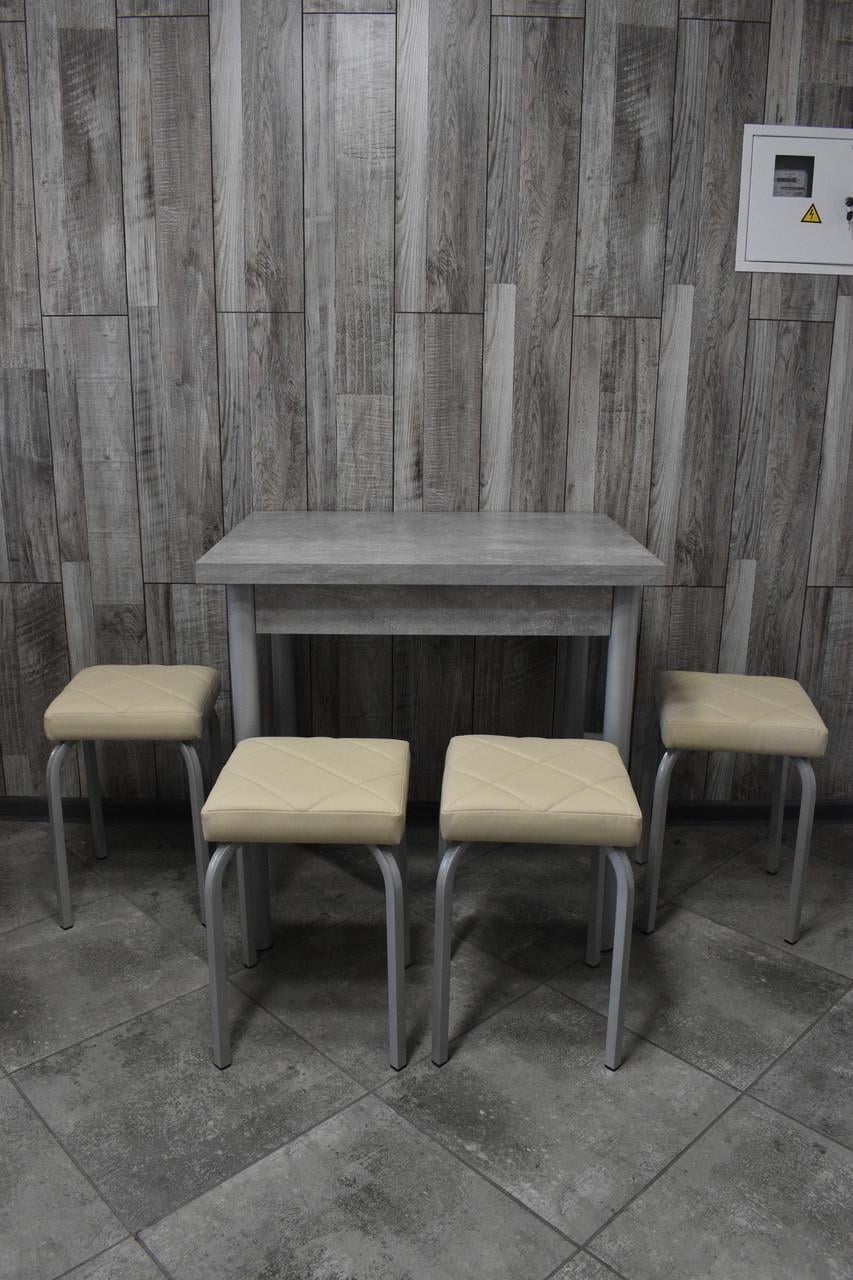 Кухонний комплект Оскар стіл розкладний/табурети 4 шт. Tutti Lux 60х80/80х120х75 см Бетон темний/Світло-бежевий (28374935)