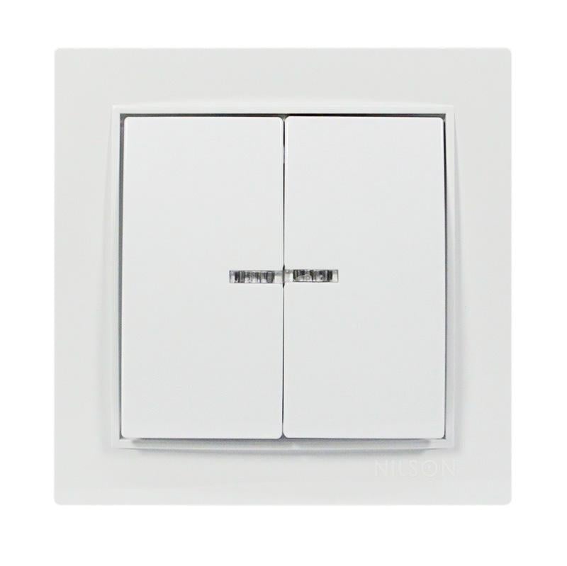 Вимикач двоклавішний Nilson Thor з підсвіткою Білий (27548926)
