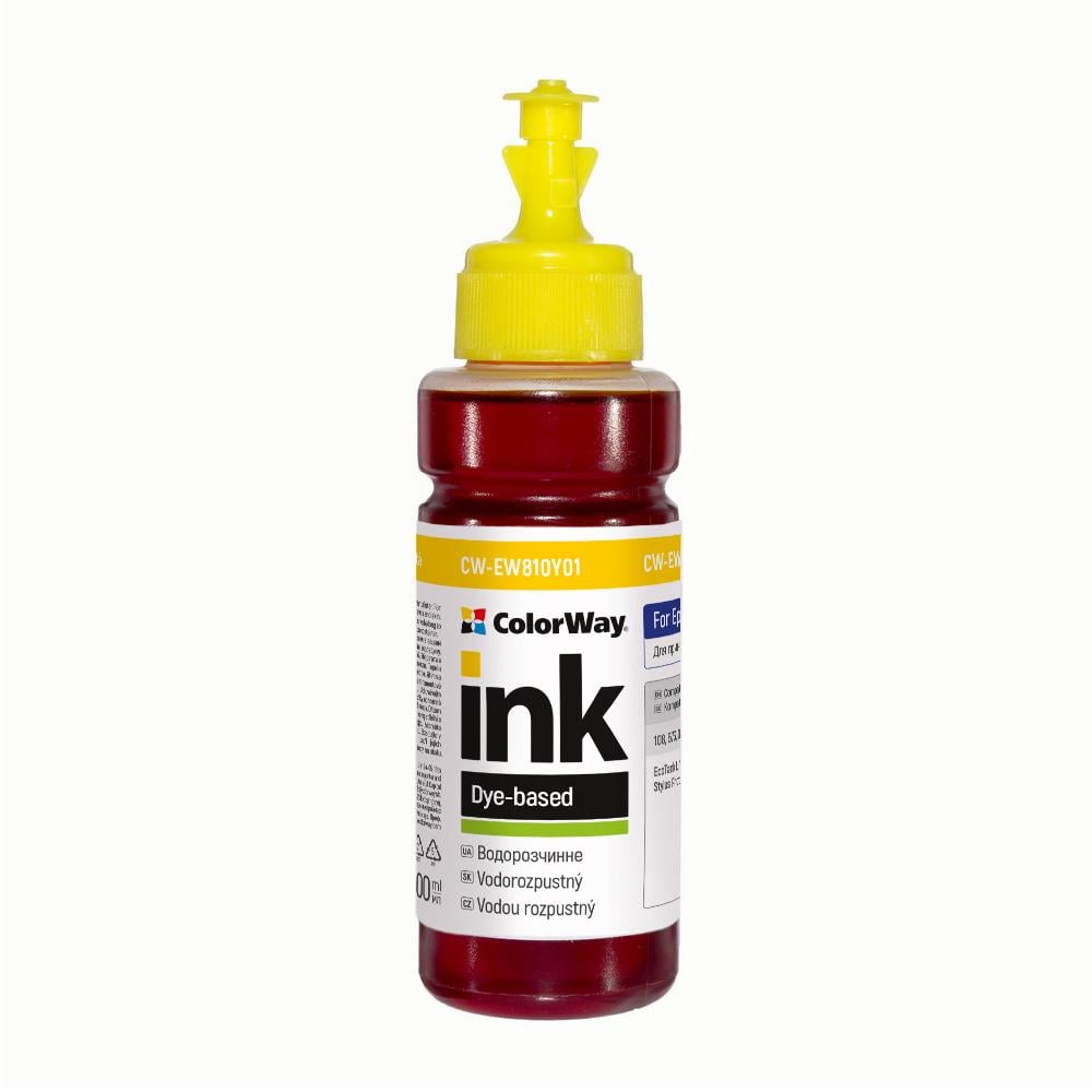 Чорнило ColorWay Epson L800/L810/L850 100 мл Yellow (CW-EW810Y01) Чорнило ColorWay Epson L800/L810/L850 100 мл Yellow (CW-EW810Y01)