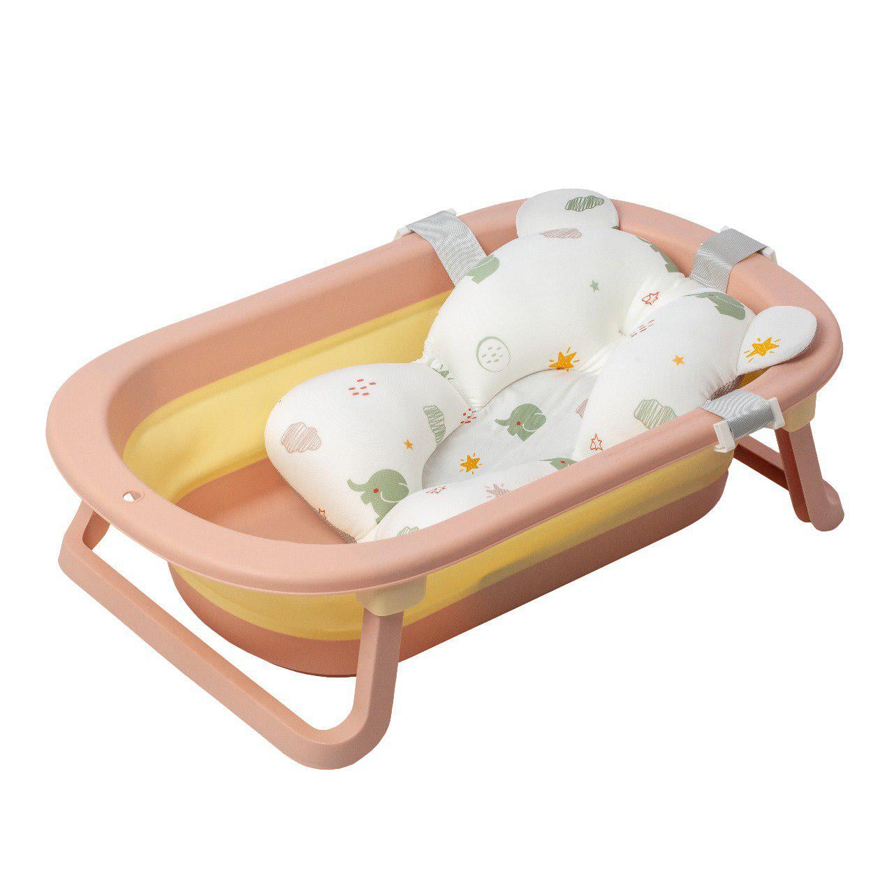 Набор Babyhood складная ванна Комфорт Плюс с термометром и горкой Слоненок BH-328PY E Розовый (29390745)