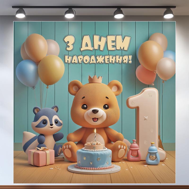 Баннер для фотозоны Мой первый День рождения 1,2х1,2 м №43135