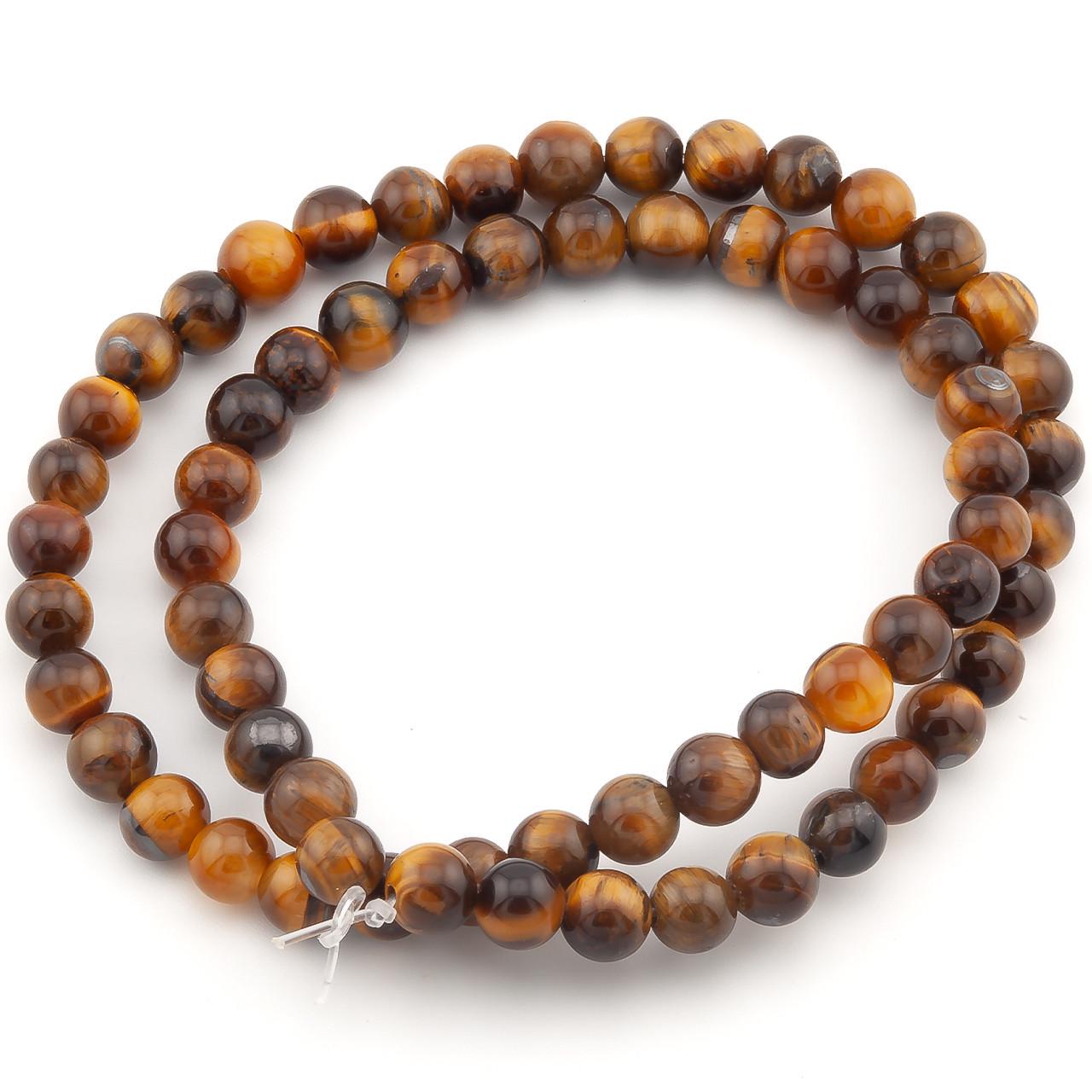 Бусины Тигровый глаз из натурального камня 6 мм 37 см 1 шт. (НК0603ш58)