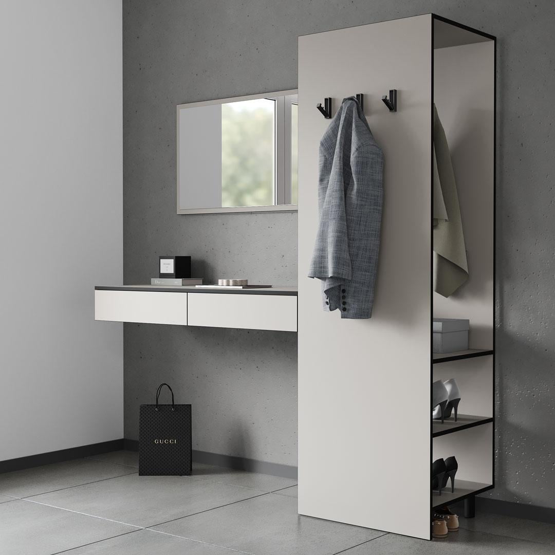 Прихожая для одежды Moreli KO-0001 с зеркалом/столиком/штангой/крючками 1800х1880х500 мм Кашемир (27687997)