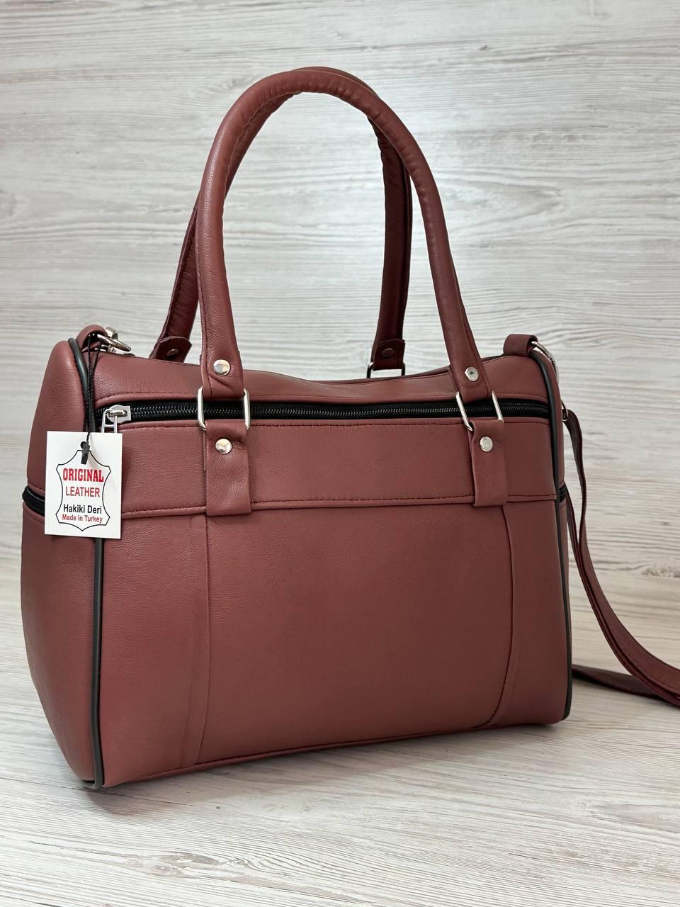 Сумка женская натуральная кожа Пудра (109046)