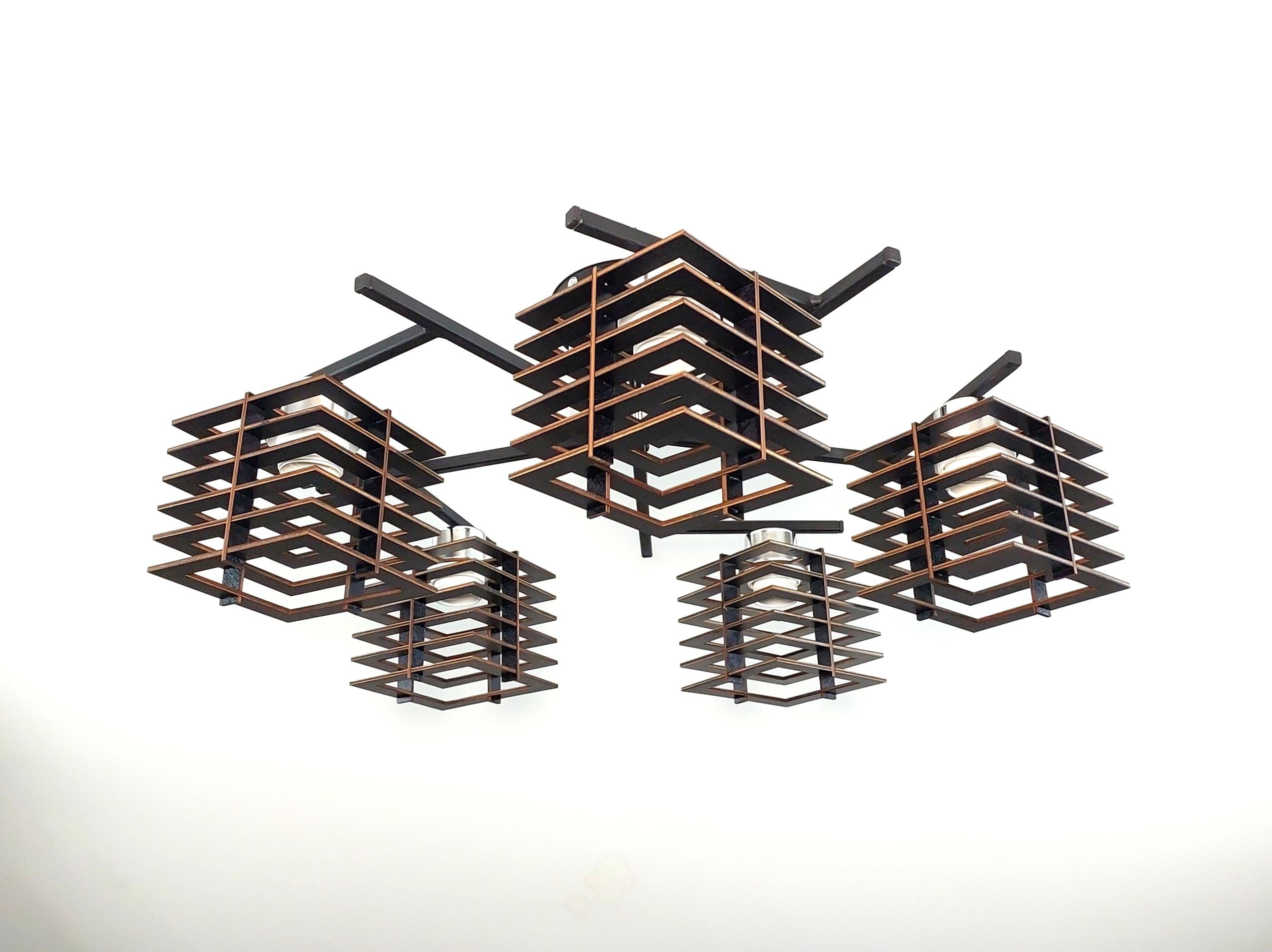 Люстра потолочная Лофт 3213/5 на 5 плафонов металлическая Черный