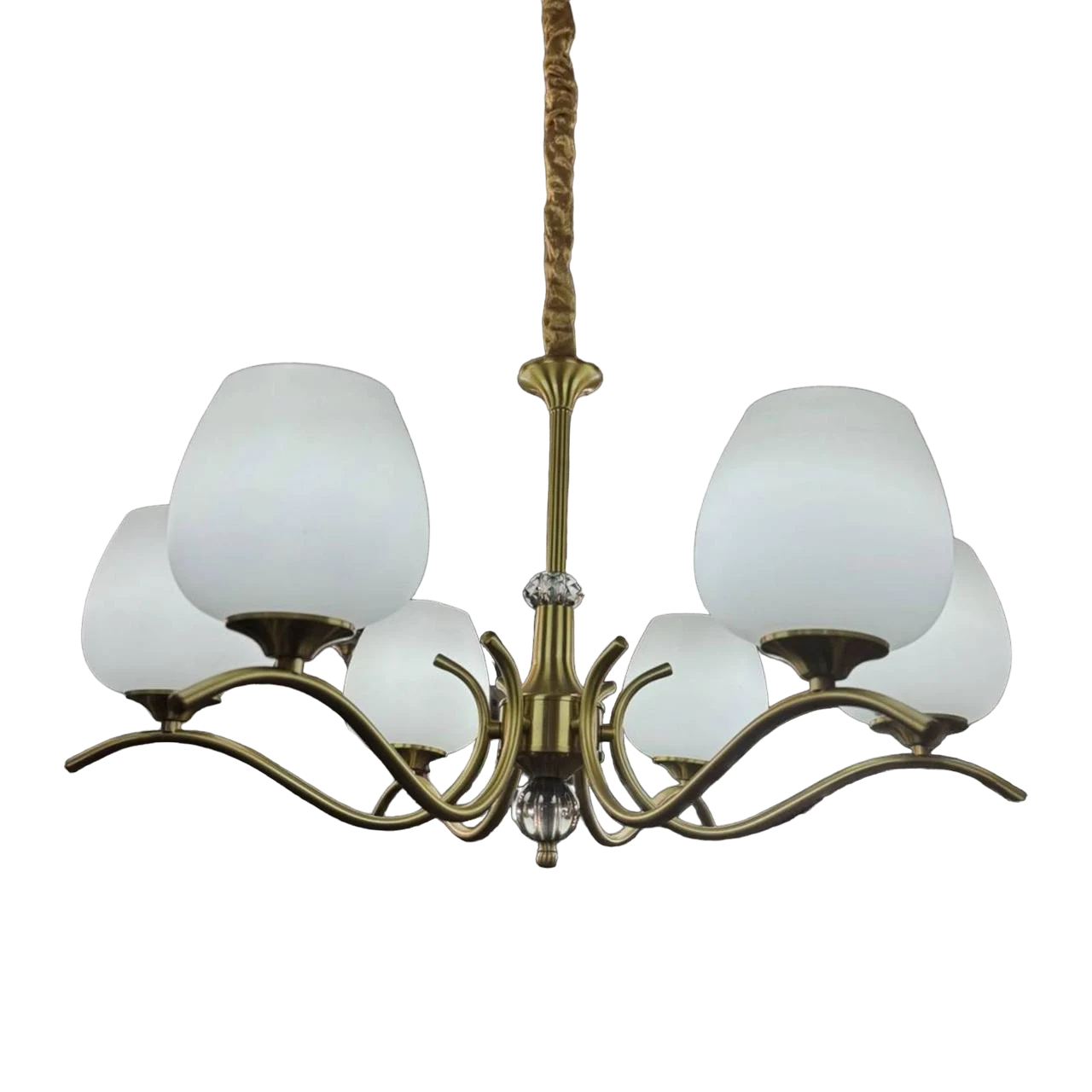 Люстра светодиодная Тюльпан 5034 6 плафонов Золотистый