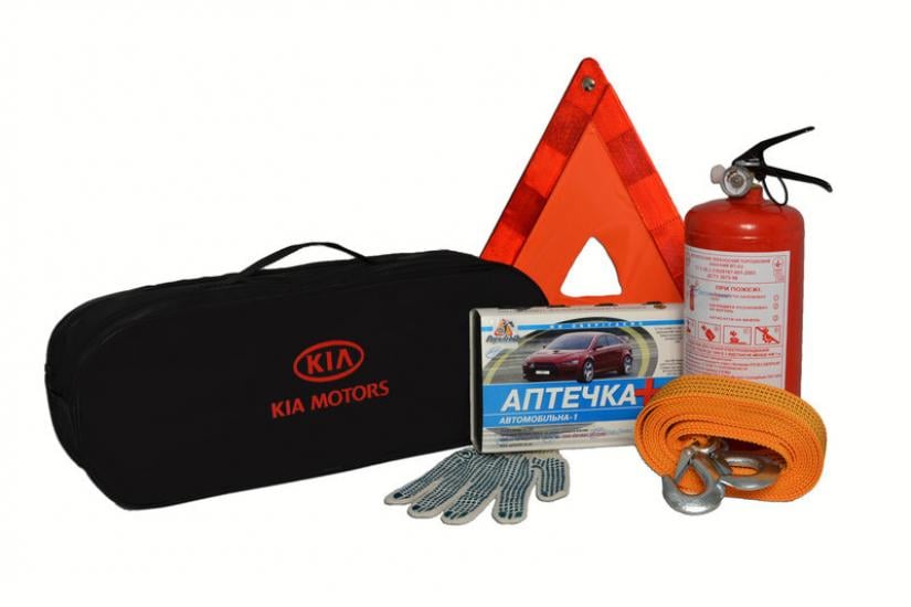Набор автомобилиста KIA аптечка/трос/огнетушитель 50х18х17 см Black (117957)