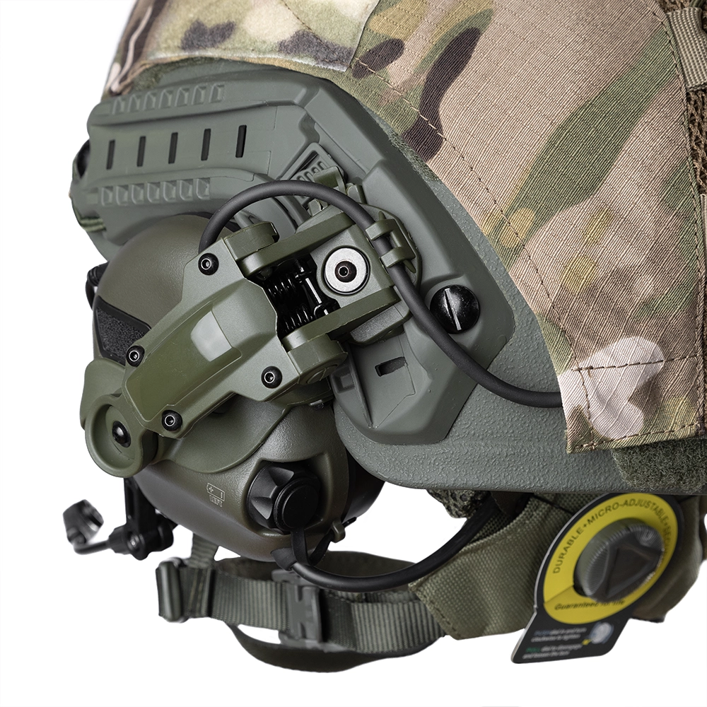 Шолом FAST SPECPROM в кавері з навушниками Earmor M32H з Чебурашками M 55-57 см Олива - фото 5