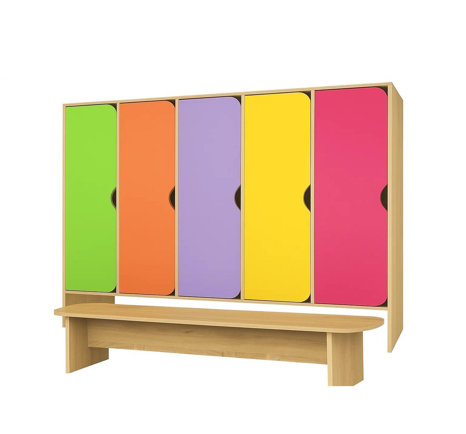 Шкаф с лавочкой для сада 5-местный DS-77 Разноцветный