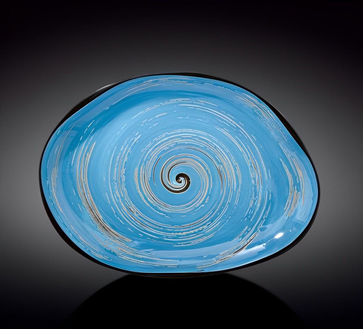 Блюдо камень Wilmax SPIRAL BLUE 33х24,5