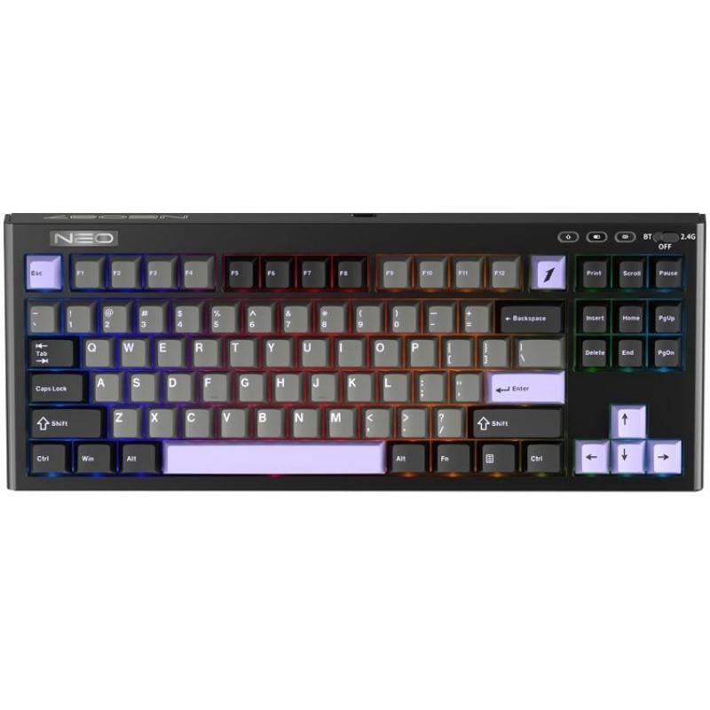Клавиатура беспроводная механическая 1stPlayer NEO87 Wireless Midnight Violet 88 клавиш BSUN Lavender RGB Black (NEO87-MV-TLD)