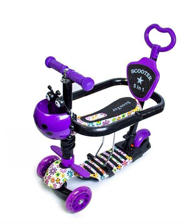 Самокат Scale Sports i-Trike 5в1 с родительской ручкой и сидением Фиолетовый