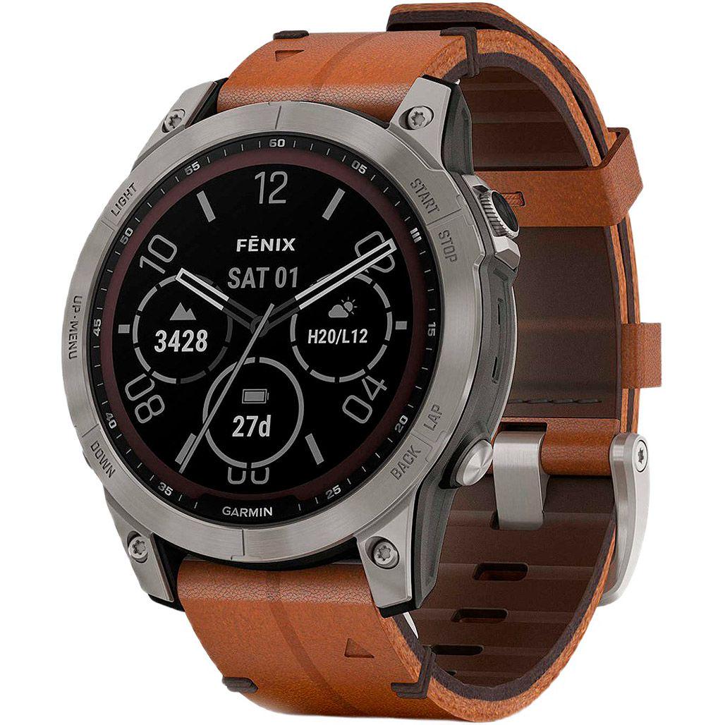 Смарт-годинник Garmin Fenix 7 Sapphire Solar Titanium with Chestnut Leather Band (010-02540-31) Смарт-годинник Garmin Fenix 7 Sapphire Solar Titanium with Chestnut Leather Band (010-02540-31)