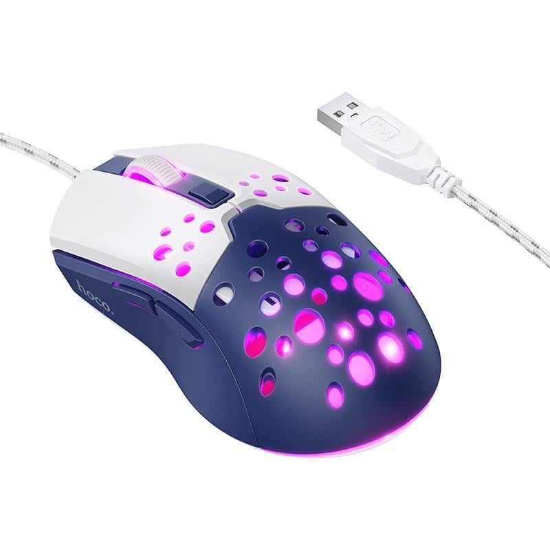 Маніпулятор миша Hoco GM51 Sky luminous gaming wired mouse White/Blue (6942007675260)
