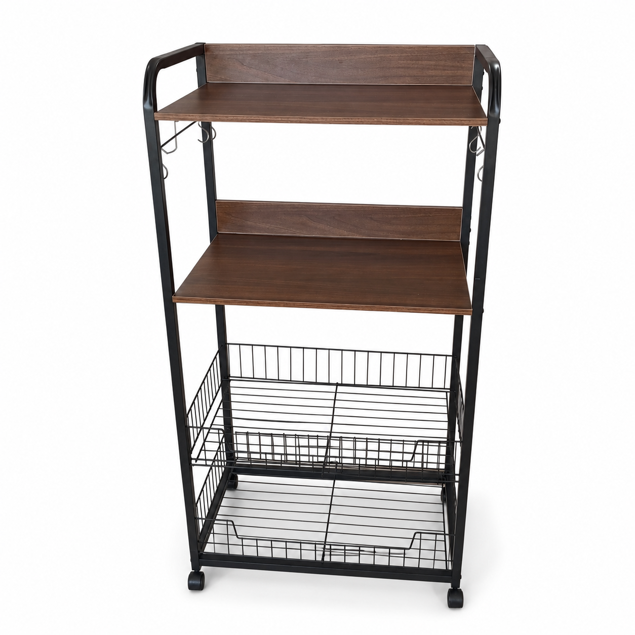 Стеллаж напольный на колесах 4 полки 122х64х40 см Темный Орех (MB-163-DarkWalnut)