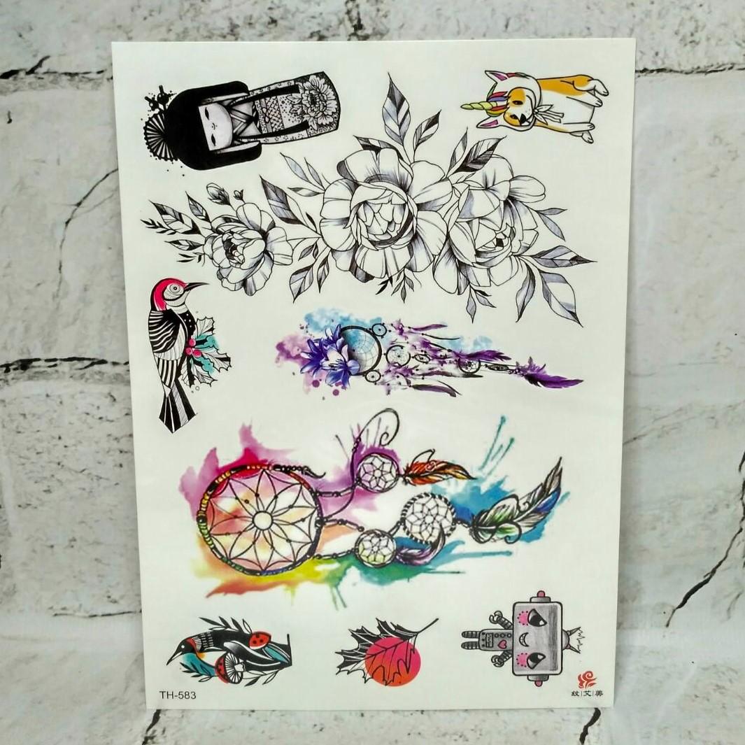 Тату временные Микс лист 15x21 см (HB-583)