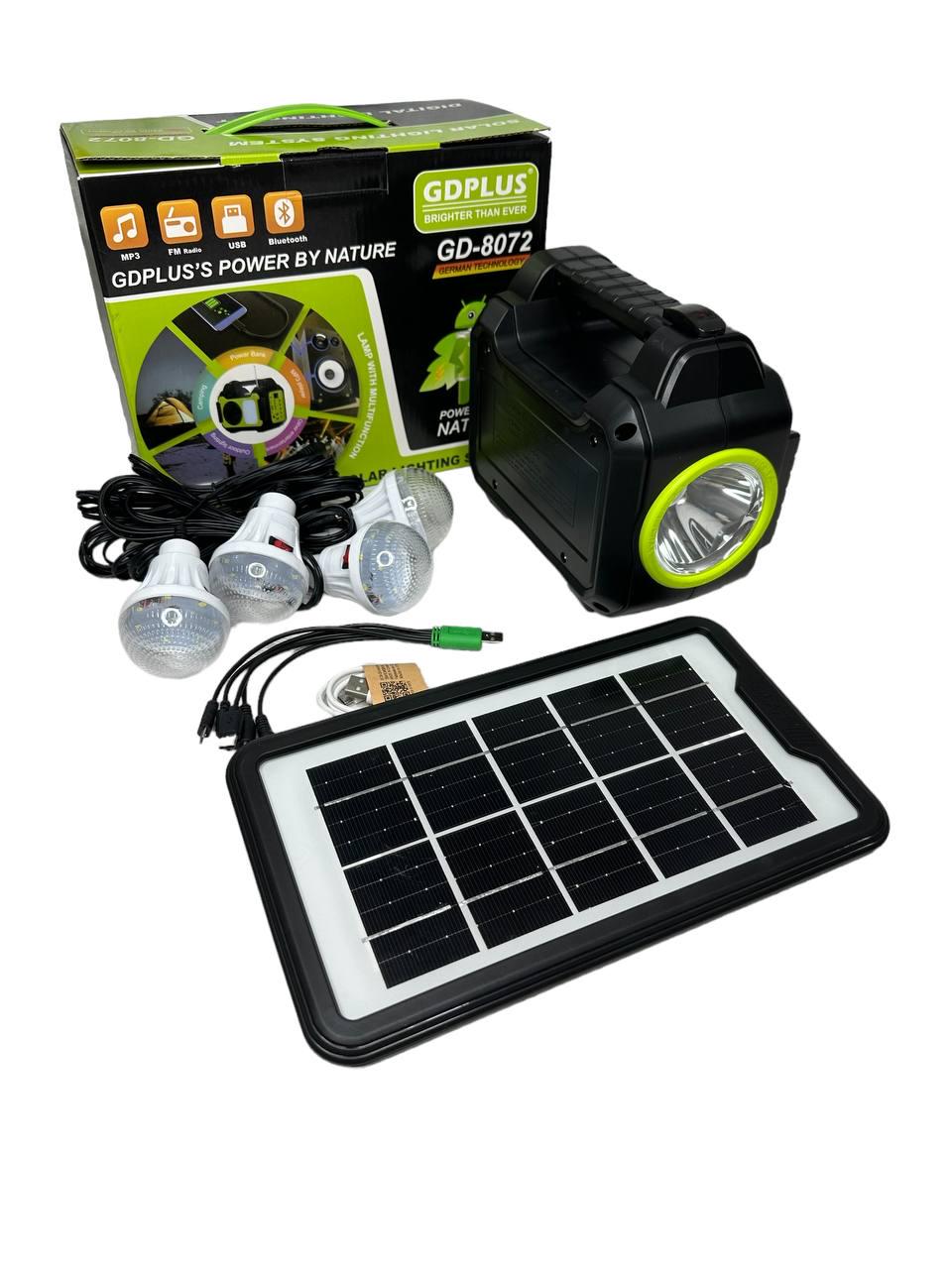 Сонячна система для освітлення та заряджання GDPlus GD-8072 10000 mAh із сонячною панеллю/ліхтарем/лампою - фото 3