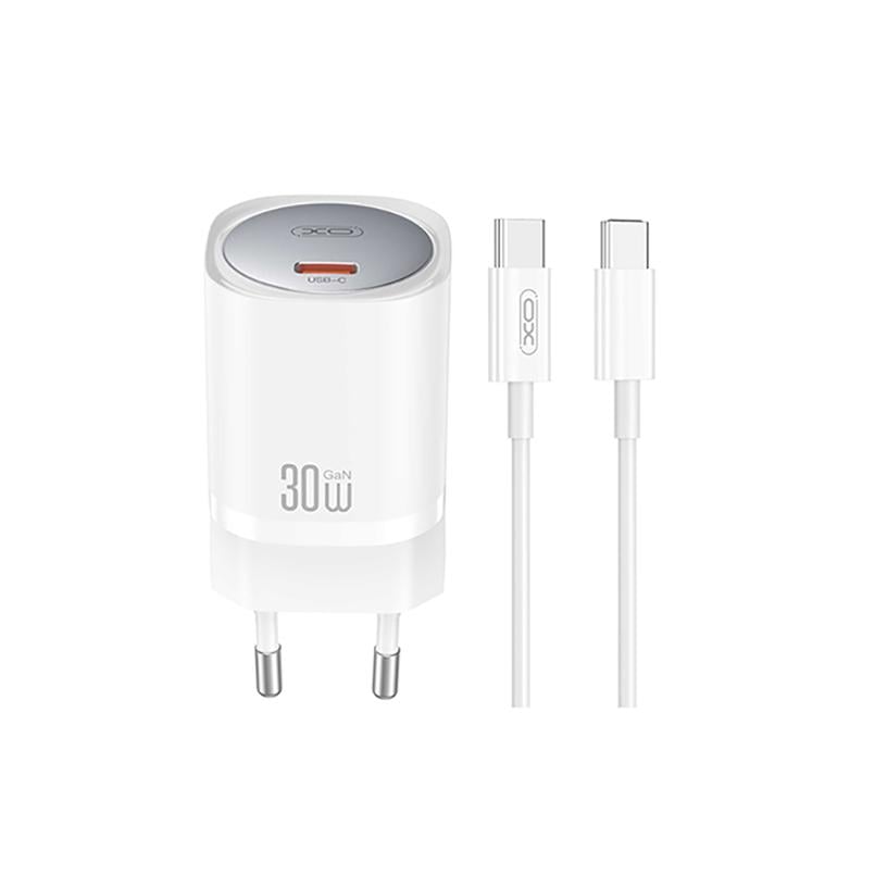 Сетевое зарядное устройство XO CE20 PD30W/PPS33W 1USB-C Type-C кабель Белый (XO-CE20+C)