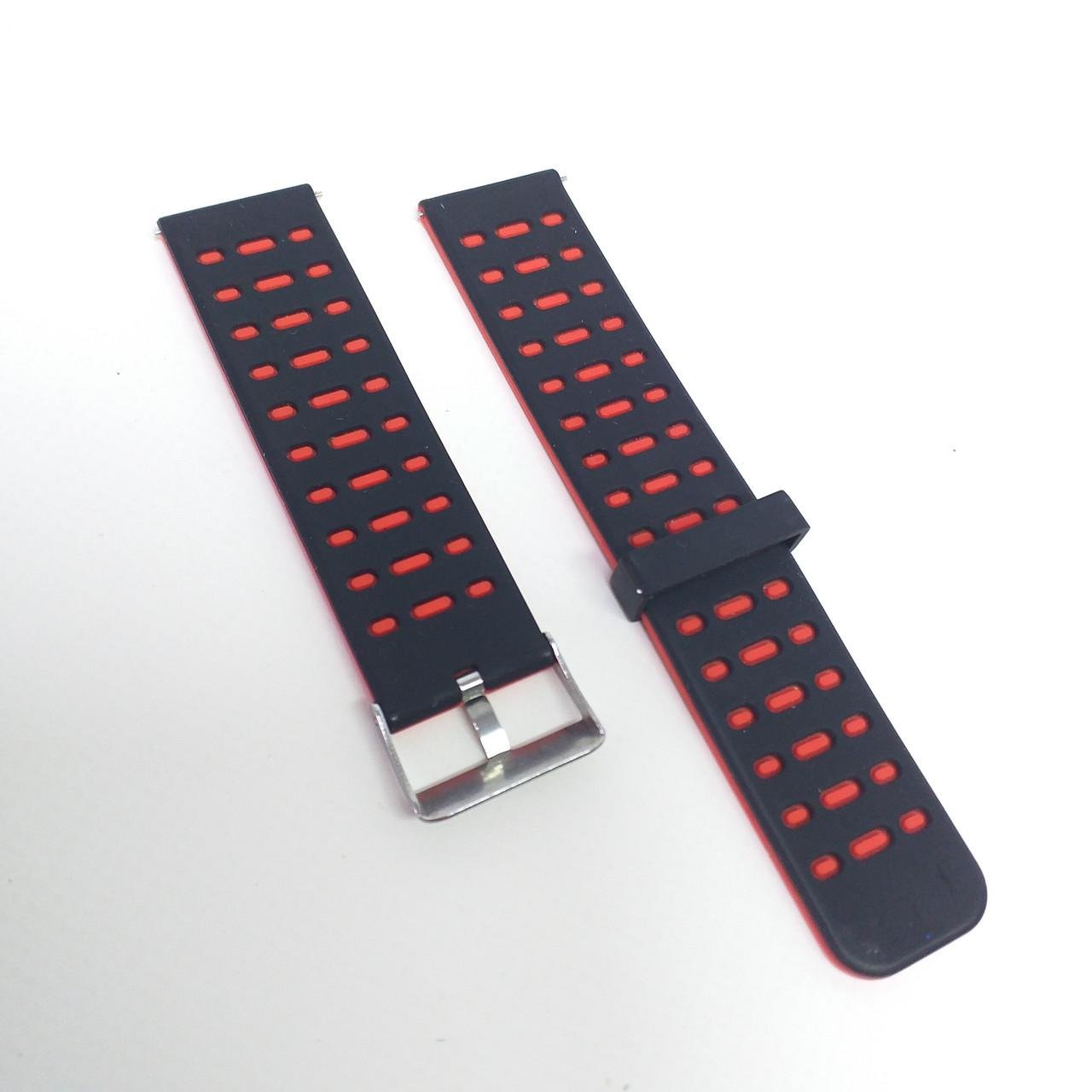 Ремінець силіконовий для годинника 22 мм Чорний з червоним (KG-12704)