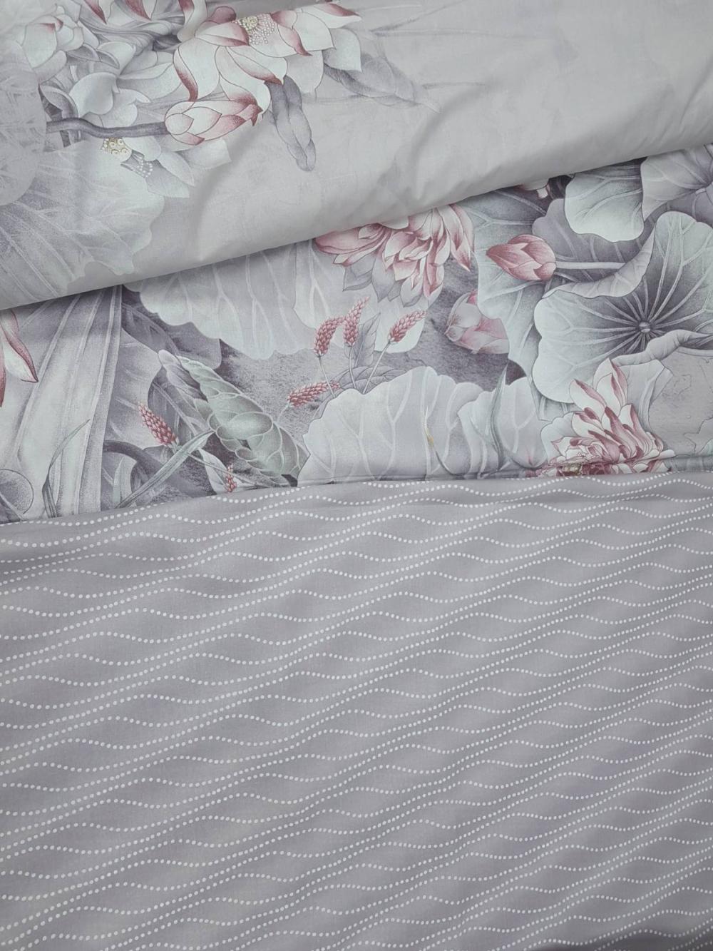 Комплект постельного белья Комфорт текстиль Перкаль Лотосы 145x215 см Семейный с простынью на резинке 50x70 см ( КТ_pvu_4289_41_50x70 ) - фото 2