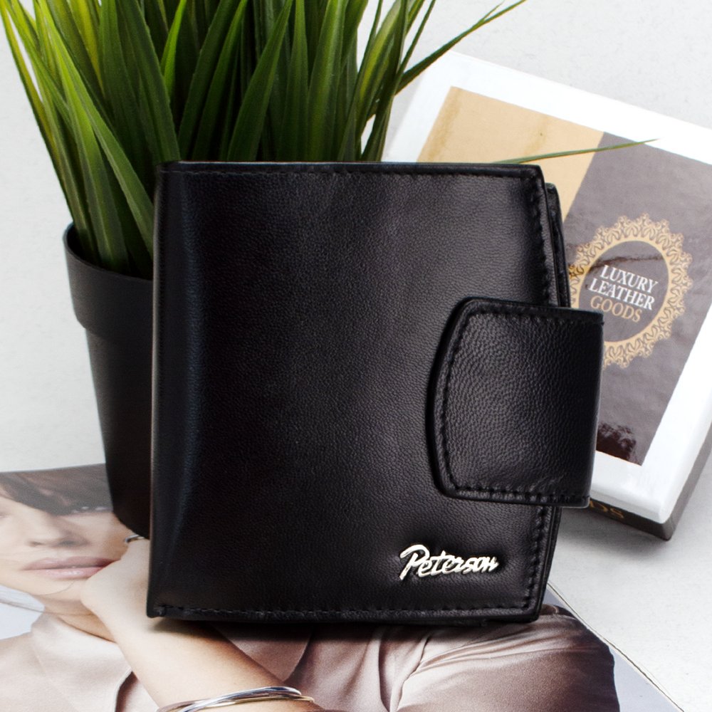 Кошелек кожаный женский Peterson RD-314-GCL-M Черный (1881311762)