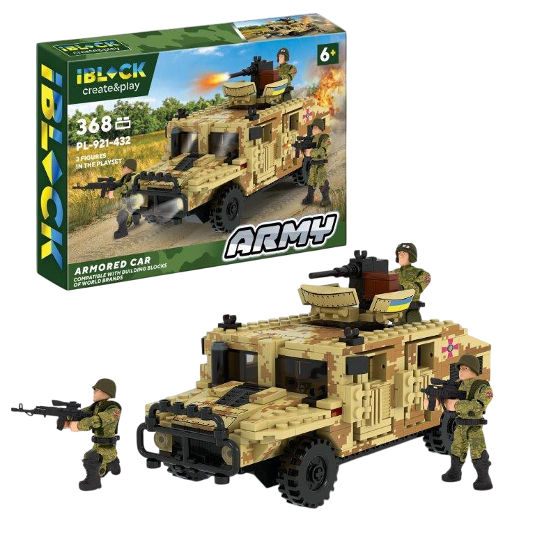 Дитячий конструктор Iblock Військовий джип PL-921-432 368 деталей (RLT26611)