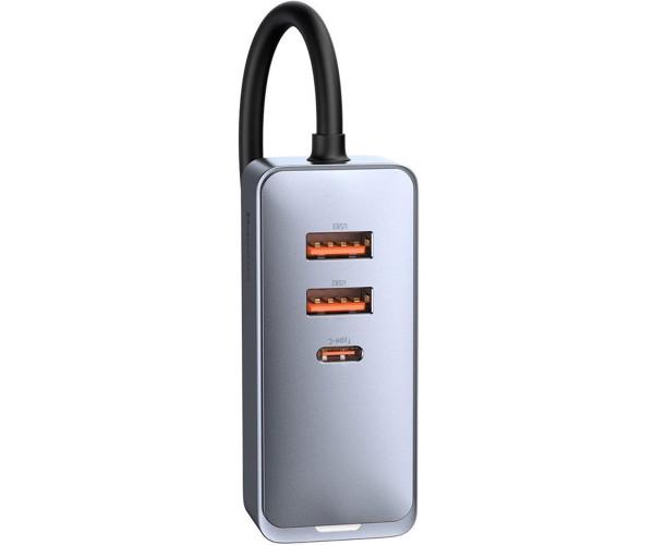 Зарядное устройство автомобильное BASEUS CCBT-A0G Fast Charge 120W 2 USB/2 Type-C Grey - фото 2 Зарядное устройство автомобильное BASEUS CCBT-A0G Fast Charge 120W 2 USB/2 Type-C Grey - фото 2