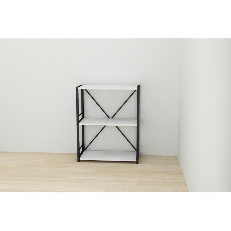 Етажерка Ferrum-decor Konekt 3/60 метал/ДСП Чорний/Білий (FRD-104254) - фото 4 Етажерка Ferrum-decor Konekt 3/60 метал/ДСП Чорний/Білий (FRD-104254) - фото 4