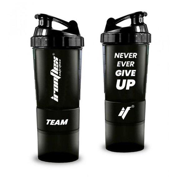 Шейкер IronFlex Spider Bottle Never Ever Give Up 500 мл + 2 Container's Black