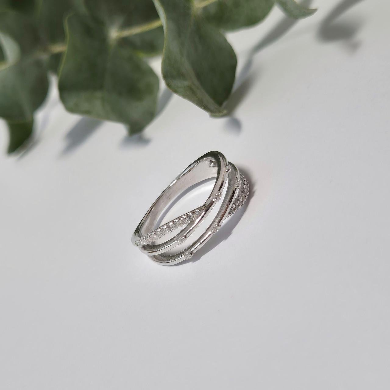 Каблучка із білими каменями срібло 925 проби родоване 2,40 г р. 16,5 (4667к) Каблучка із білими каменями срібло 925 проби родоване 2,40 г р. 16,5 (4667к)